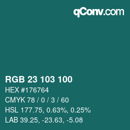 Farbcode: RGB 23 103 100 | qconv.com