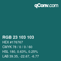 Farbcode: RGB 23 103 103 | qconv.com