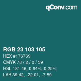 颜色代码: RGB 23 103 105 | qconv.com