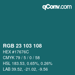 カラーコード: RGB 23 103 108 | qconv.com