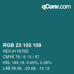 Color code: RGB 23 103 109 | qconv.com