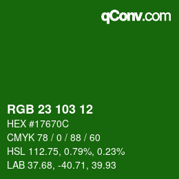Color code: RGB 23 103 12 | qconv.com