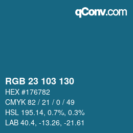 颜色代码: RGB 23 103 130 | qconv.com
