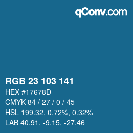 カラーコード: RGB 23 103 141 | qconv.com