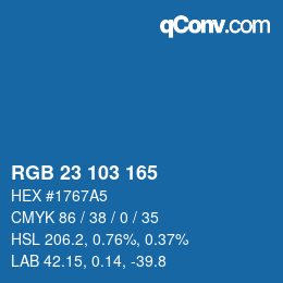 Color code: RGB 23 103 165 | qconv.com