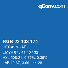 Color code: RGB 23 103 174 | qconv.com
