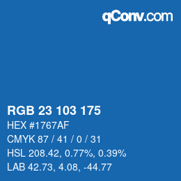 Color code: RGB 23 103 175 | qconv.com