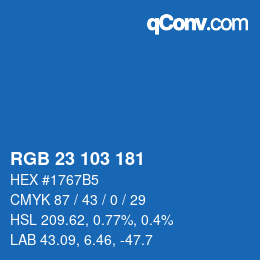 Color code: RGB 23 103 181 | qconv.com