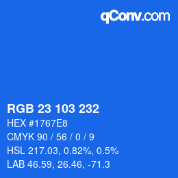 カラーコード: RGB 23 103 232 | qconv.com