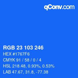 Color code: RGB 23 103 246 | qconv.com