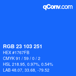 Color code: RGB 23 103 251 | qconv.com