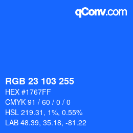 カラーコード: RGB 23 103 255 | qconv.com
