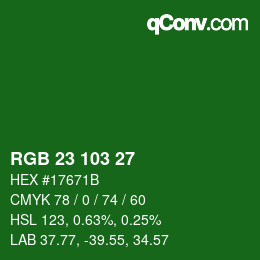 Color code: RGB 23 103 27 | qconv.com