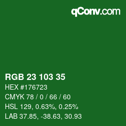 Color code: RGB 23 103 35 | qconv.com