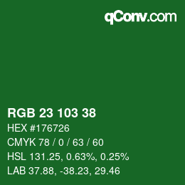 Color code: RGB 23 103 38 | qconv.com