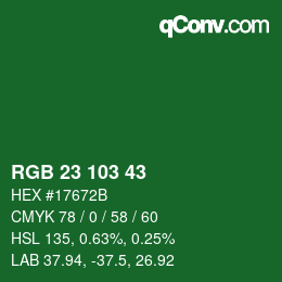 カラーコード: RGB 23 103 43 | qconv.com
