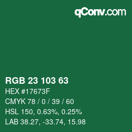 カラーコード: RGB 23 103 63 | qconv.com