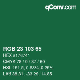 Color code: RGB 23 103 65 | qconv.com