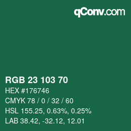 Color code: RGB 23 103 70 | qconv.com
