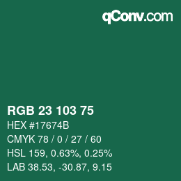 Color code: RGB 23 103 75 | qconv.com