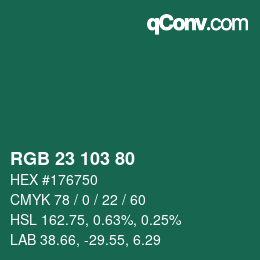 Color code: RGB 23 103 80 | qconv.com