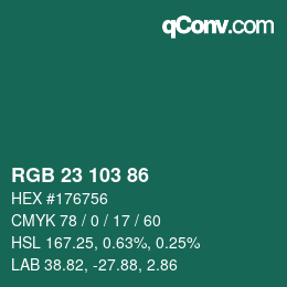 カラーコード: RGB 23 103 86 | qconv.com