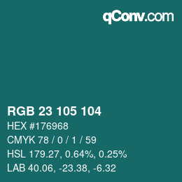 カラーコード: RGB 23 105 104 | qconv.com