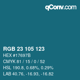颜色代码: RGB 23 105 123 | qconv.com