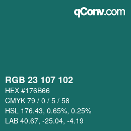 Color code: RGB 23 107 102 | qconv.com