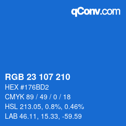 カラーコード: RGB 23 107 210 | qconv.com