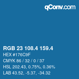 カラーコード: RGB 23 108.4 159.4 | qconv.com