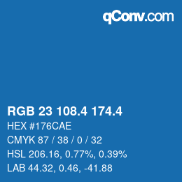 カラーコード: RGB 23 108.4 174.4 | qconv.com
