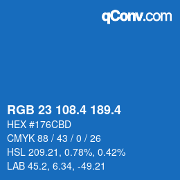 カラーコード: RGB 23 108.4 189.4 | qconv.com