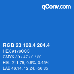 カラーコード: RGB 23 108.4 204.4 | qconv.com