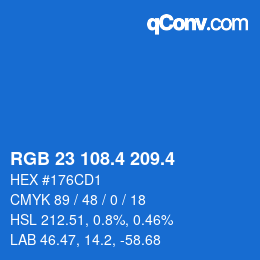 カラーコード: RGB 23 108.4 209.4 | qconv.com