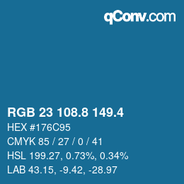 カラーコード: RGB 23 108.8 149.4 | qconv.com