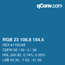 カラーコード: RGB 23 108.8 154.4 | qconv.com