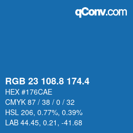 カラーコード: RGB 23 108.8 174.4 | qconv.com
