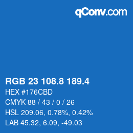 カラーコード: RGB 23 108.8 189.4 | qconv.com