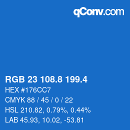カラーコード: RGB 23 108.8 199.4 | qconv.com
