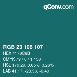 Color code: RGB 23 108 107 | qconv.com