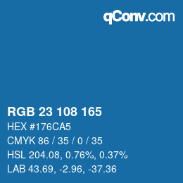 カラーコード: RGB 23 108 165 | qconv.com