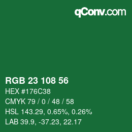 Color code: RGB 23 108 56 | qconv.com