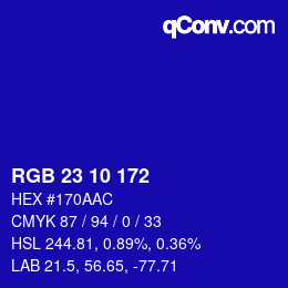 Color code: RGB 23 10 172 | qconv.com