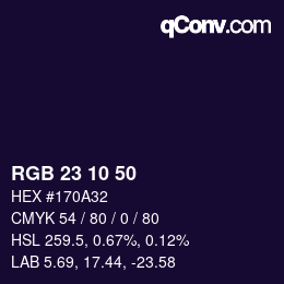 カラーコード: RGB 23 10 50 | qconv.com