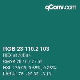 カラーコード: RGB 23 110.2 103 | qconv.com