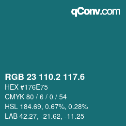 カラーコード: RGB 23 110.2 117.6 | qconv.com