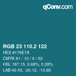 カラーコード: RGB 23 110.2 122 | qconv.com