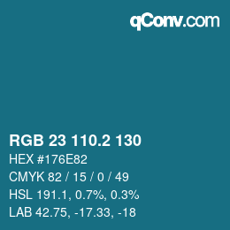 カラーコード: RGB 23 110.2 130 | qconv.com