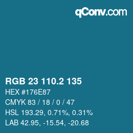 カラーコード: RGB 23 110.2 135 | qconv.com